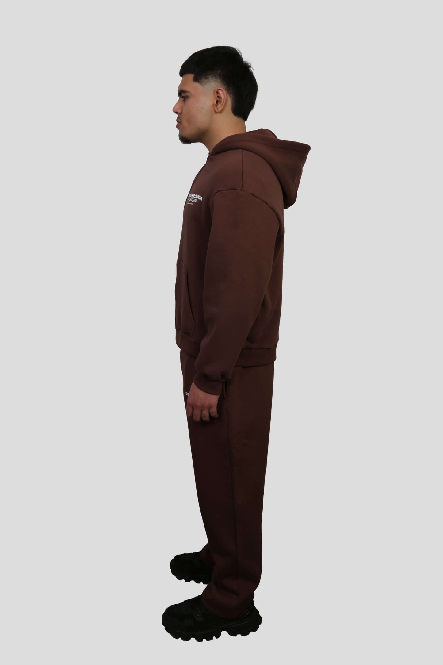 www.ninetyninestudios.de| DEEN OVER DUNYA ZIP HOODIE BROWN | Revolutionary Islamic Streetwear | 99Studios