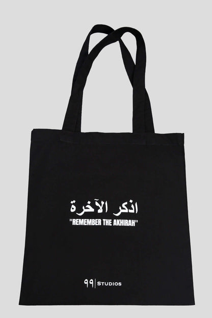 www.ninetyninestudios.de| AKHIRAH TOTE BAG BLACK| Tote Bag | €22.99 | Revolutionary Islamic Streetwear | 99Studios