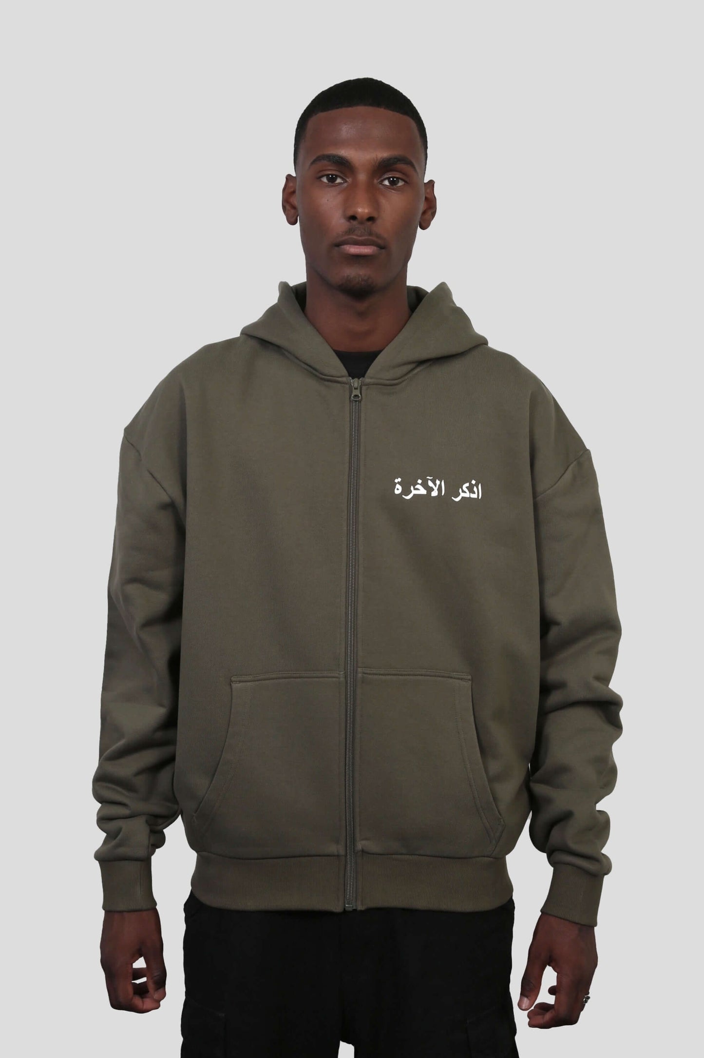 AKHIRAH ZIP HOODIE OLIVE