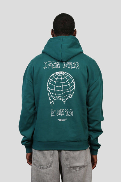 www.ninetyninestudios.de| DEEN OVER DUNYA HOODIE RETRO GREEN| Hoodie | €64.99 | Revolutionary Islamic Streetwear | 99Studios