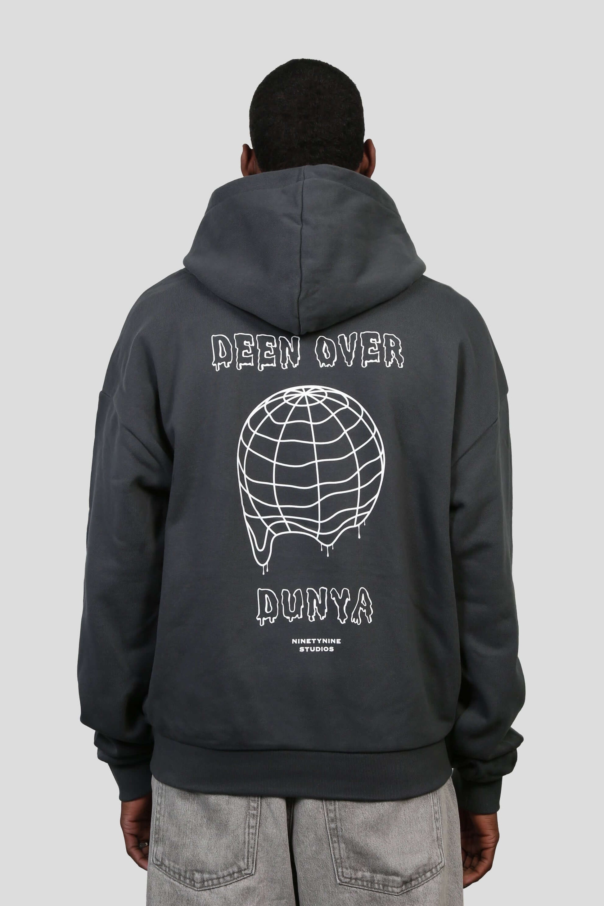 www.ninetyninestudios.de| DEEN OVER DUNYA HOODIE DARK GREY| Hoodie | €64.99 | Revolutionary Islamic Streetwear | 99Studios