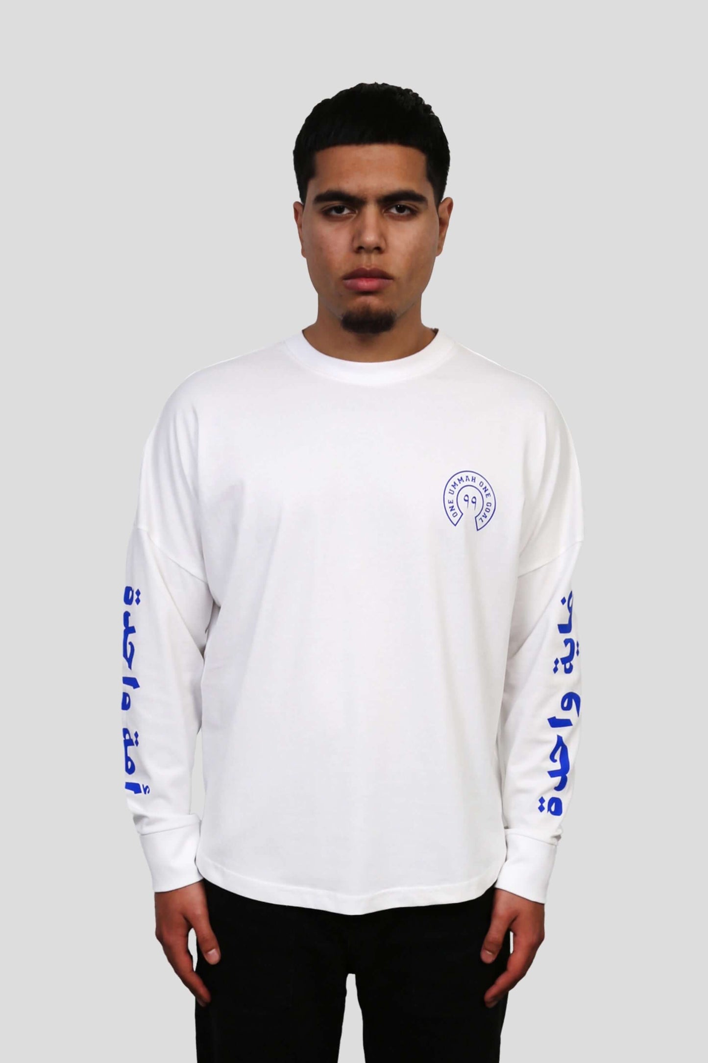 www.ninetyninestudios.de| ONE UMMAH LONGSLEEVE WHITE | Revolutionary Islamic Streetwear | 99Studios