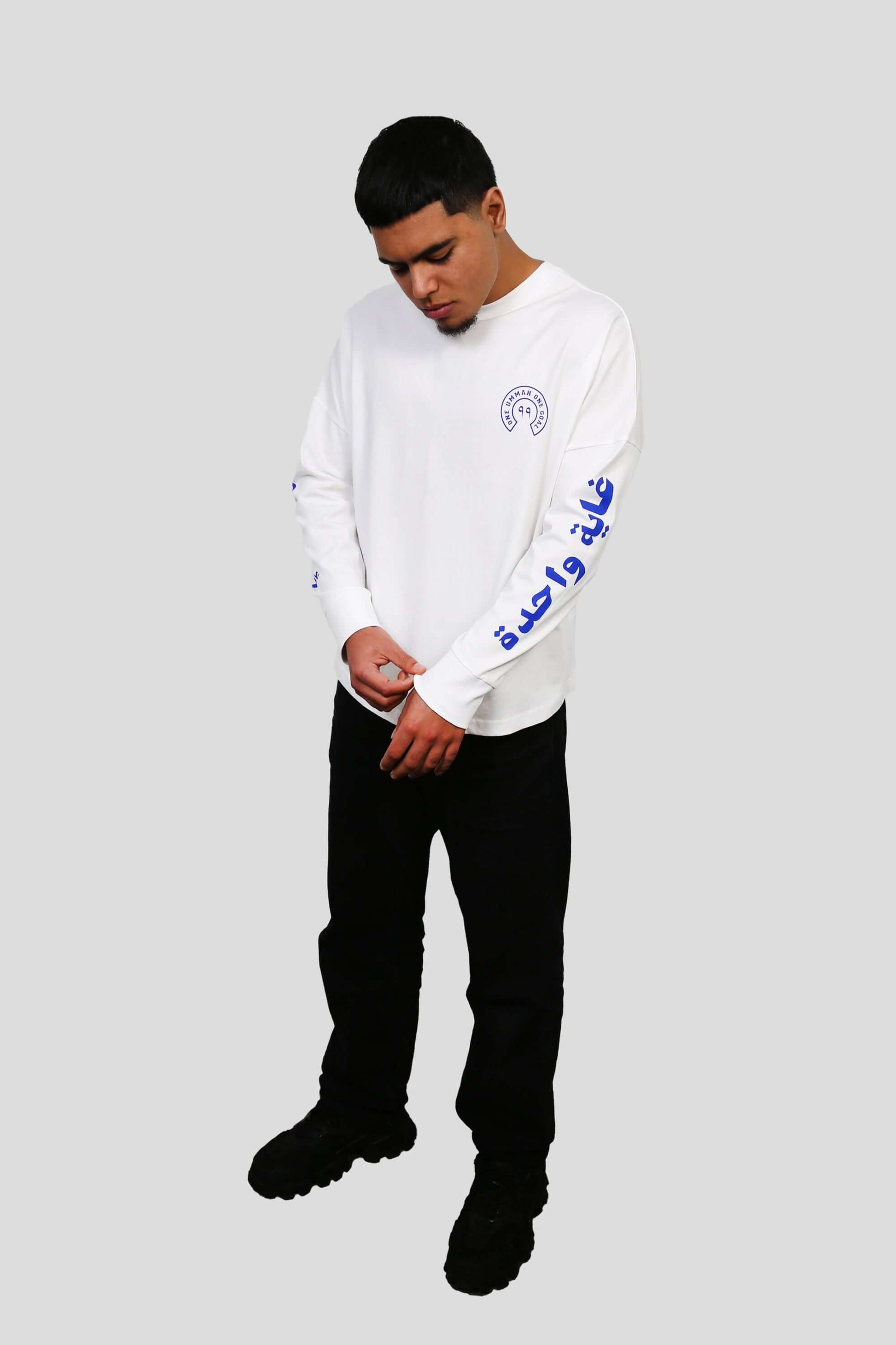 www.ninetyninestudios.de| ONE UMMAH LONGSLEEVE WHITE | Revolutionary Islamic Streetwear | 99Studios