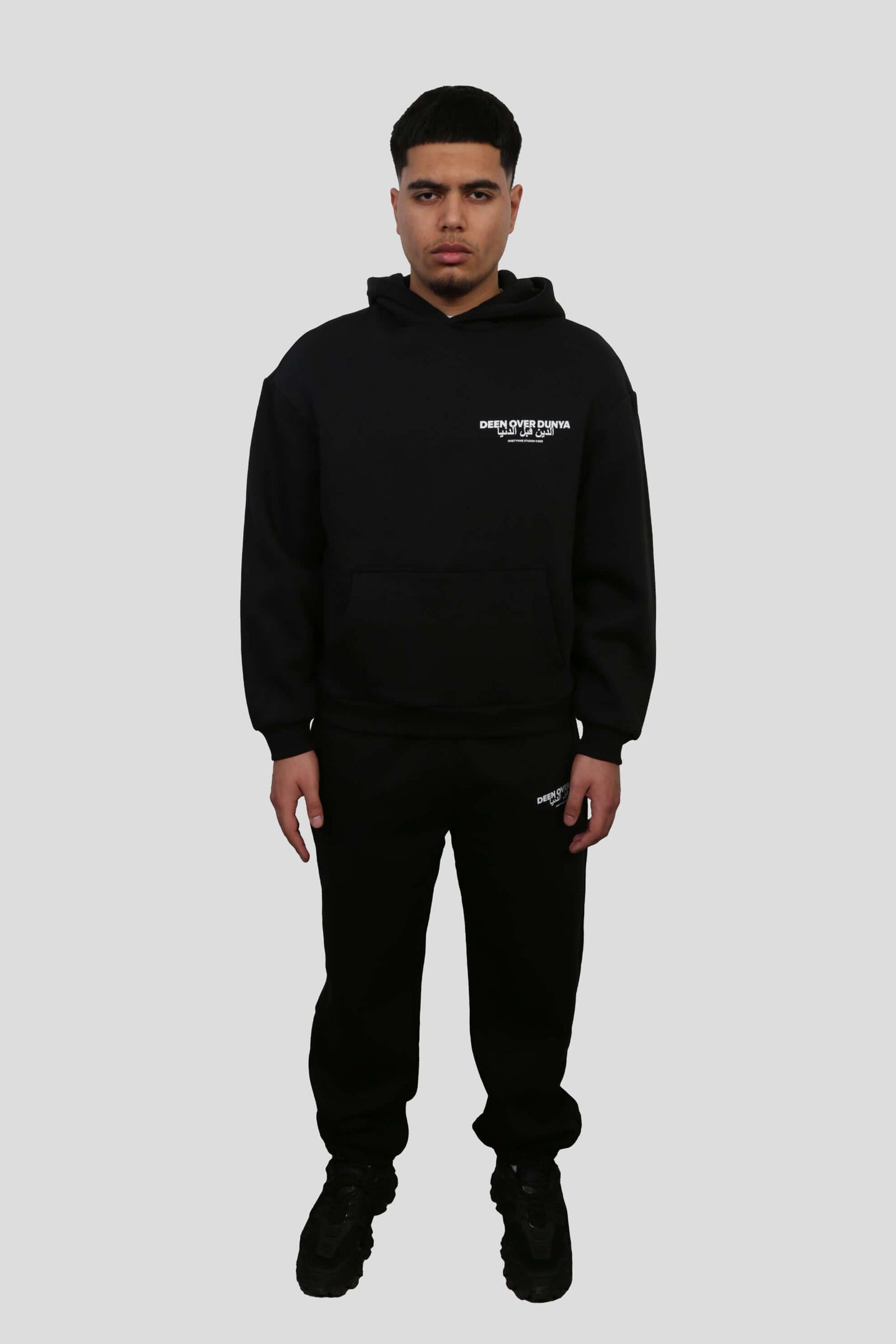 www.ninetyninestudios.de| DEEN OVER DUNYA CUFFED LEG JOGGER BLACK | Revolutionary Islamic Streetwear | 99Studios